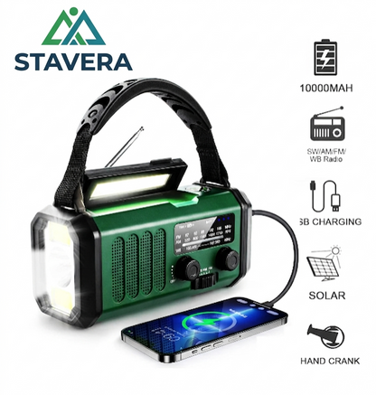 Emergency Solar Hand Crank Radio – 10000mAh Power Bank
